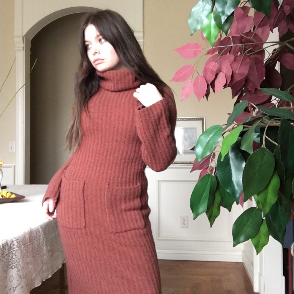 Burnt Orange Knitted Dress